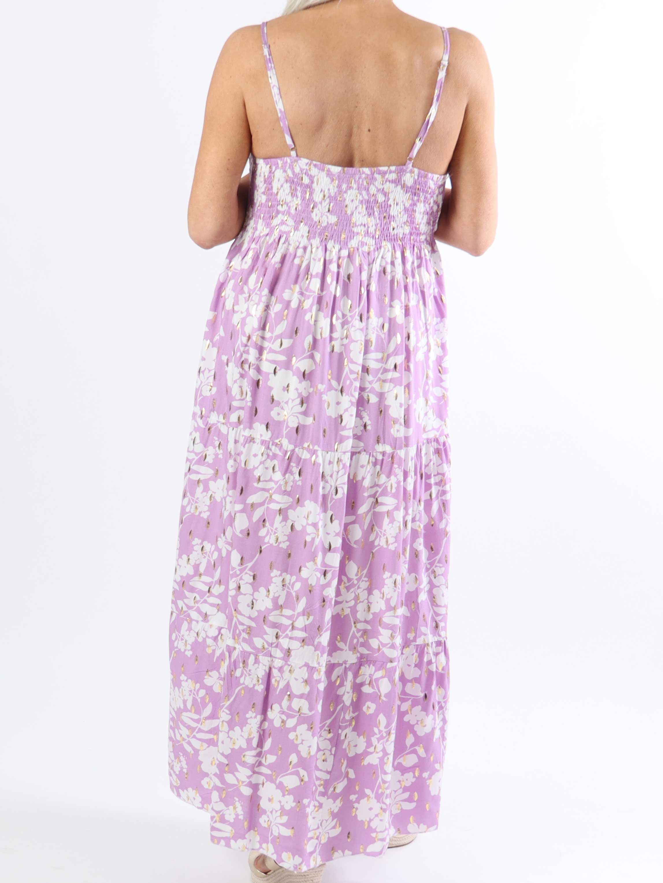 Lucie Flower - Plus size stropkjole i viskose med v-udskæring